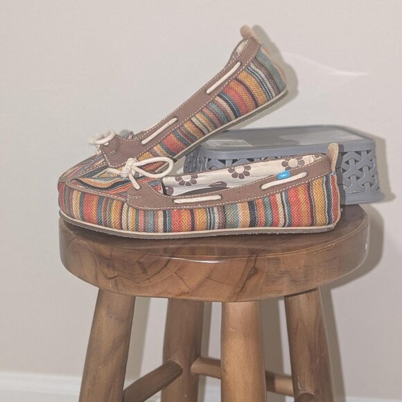 Freewaters Women's Striped Boho Flats- Multi Color, Size 7 - Picture 1 of 4